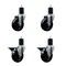 Service Caster 4'' Soft Rubber Wheel Swivel 1-3/4'' Expanding Stem Caster Set 2 Brakes, 4PK SCC-EX20S414-SRS-2-PLB-2-134 - alternate 1